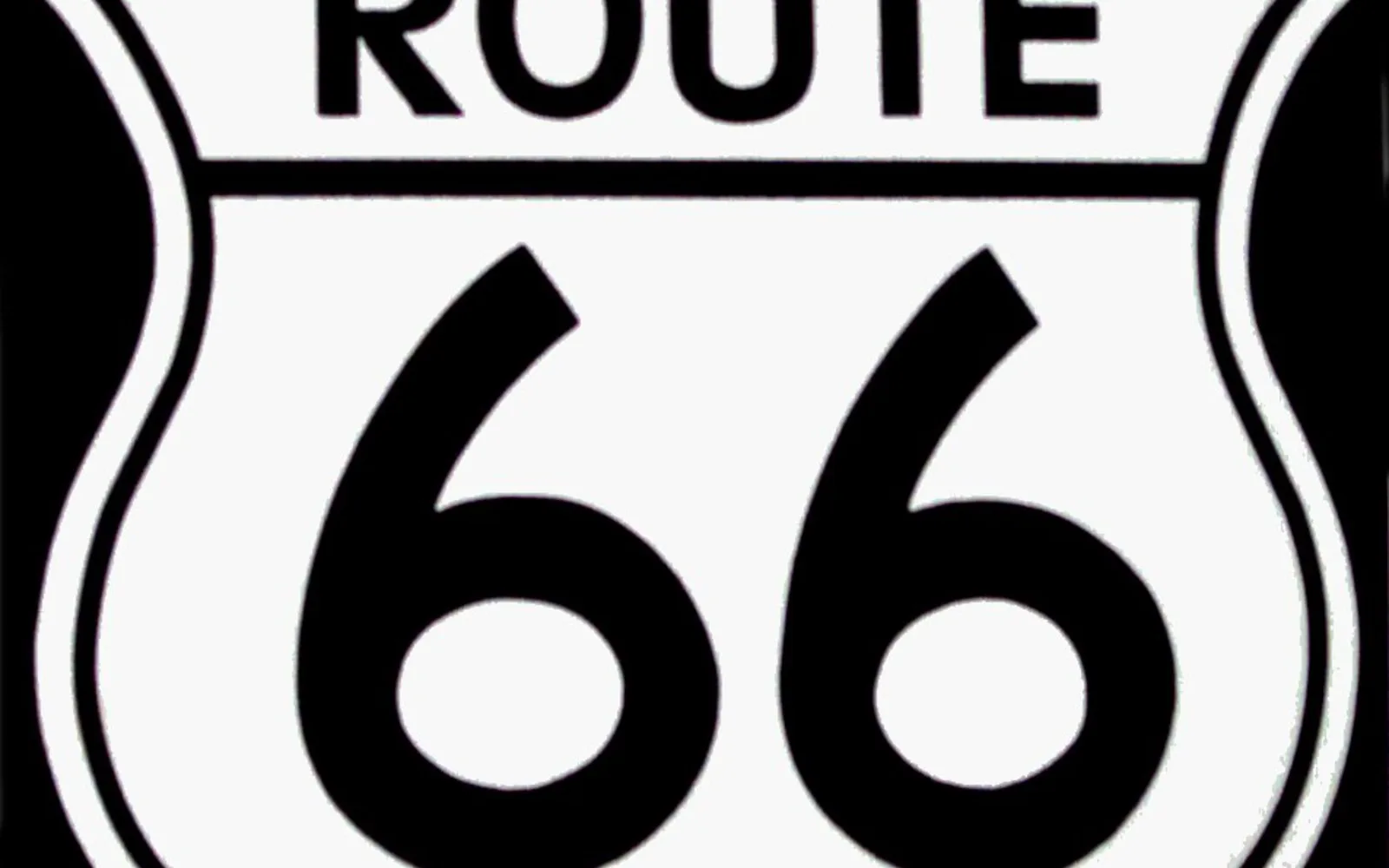 Vintage Route 66 shield sign showing the iconic red, white and blue design